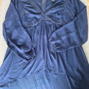 Torrid Deep Blue Top with Lace Trim